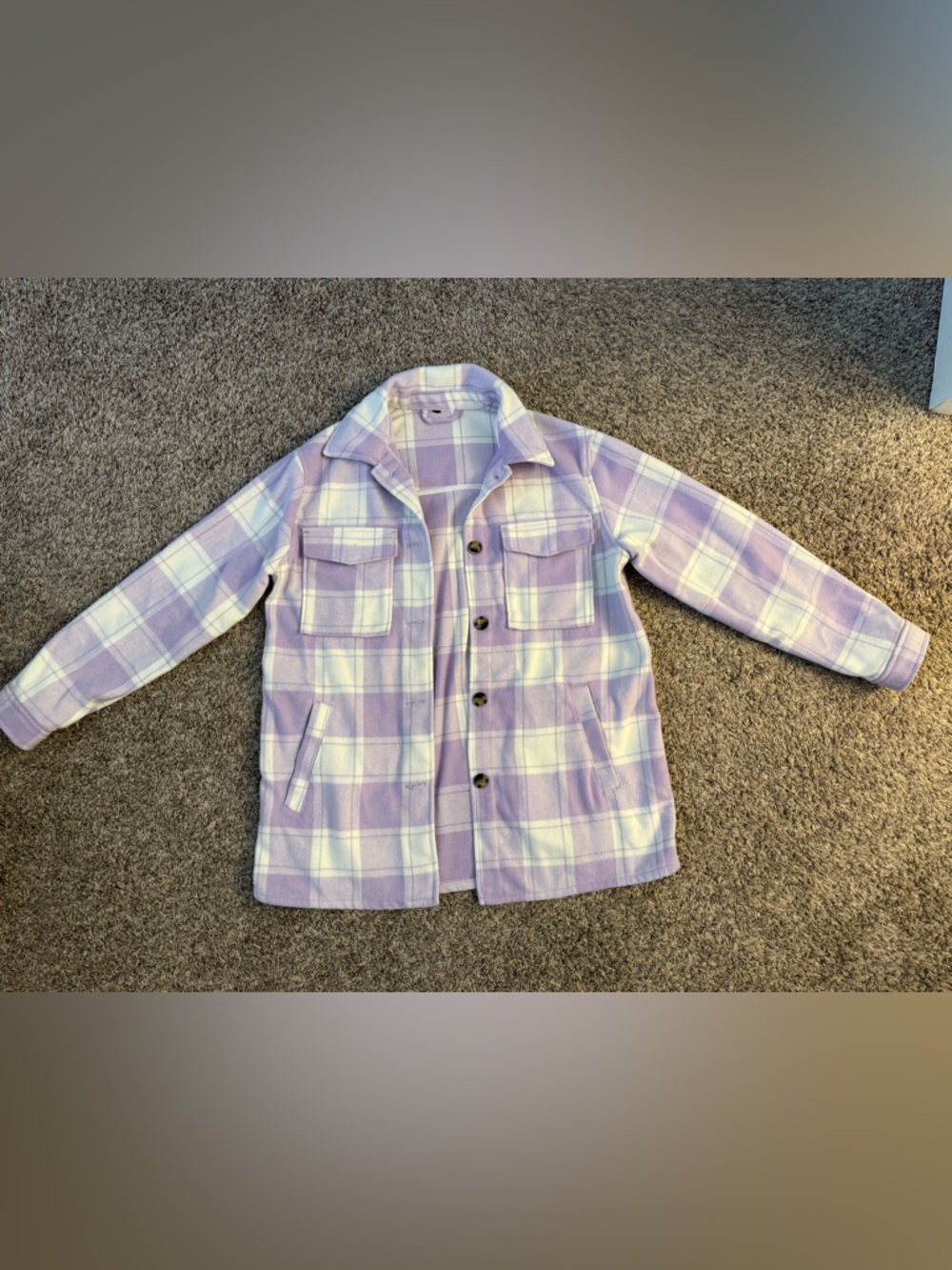 Lilac Plaid Button-Up Shacket